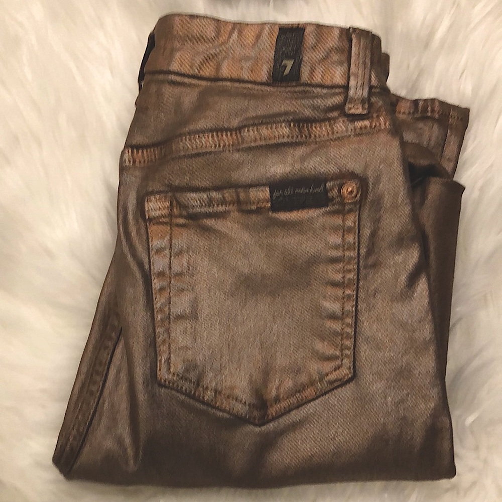 7 For All Mankind Bronze Sheen Jeans.